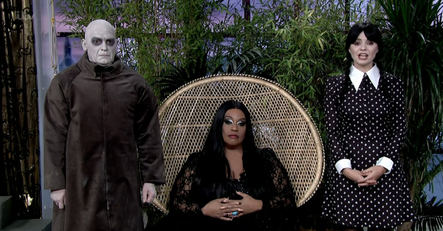 Phillip, Alison and Holly Willoughby in Halloween costume on This Morning today