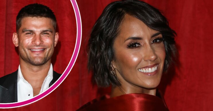 Janette Manrara and Aljaz Skorjanec smiling at Soap Awards 2022