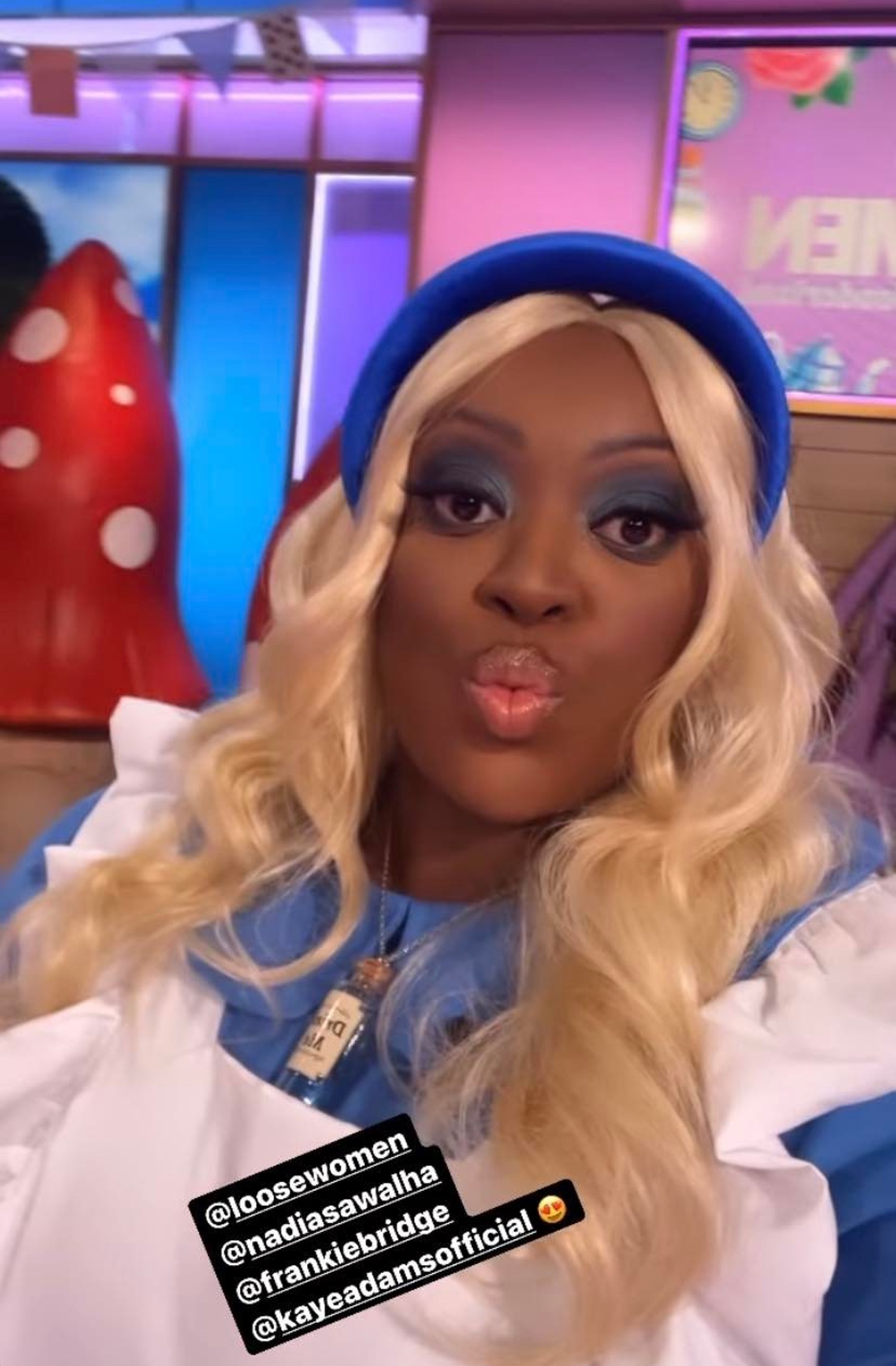Judi Love dressed up as Alice for Loose Women Halloween special