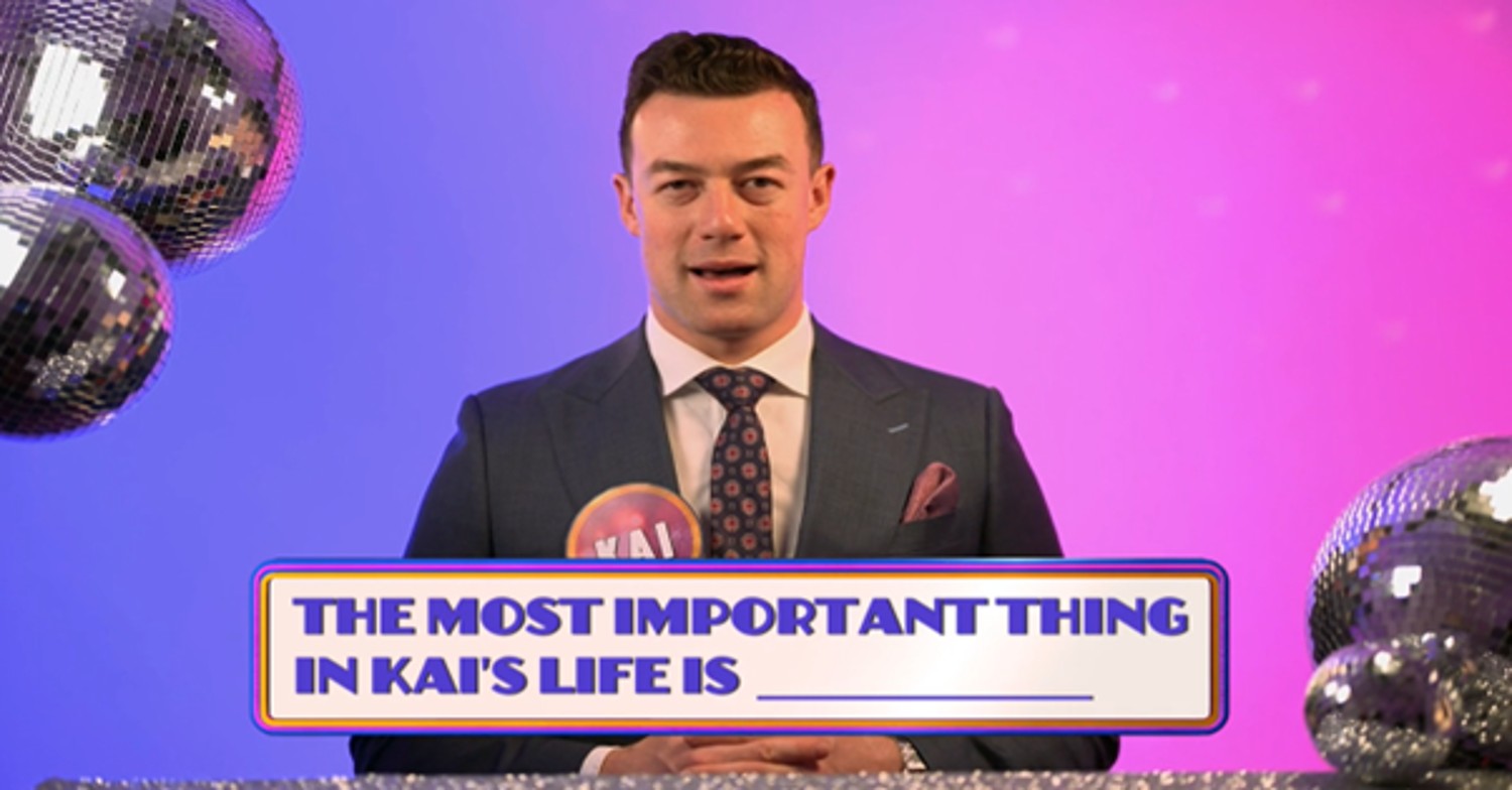 Kai Widdringotn talking to the camera on Strictly It Takes Two