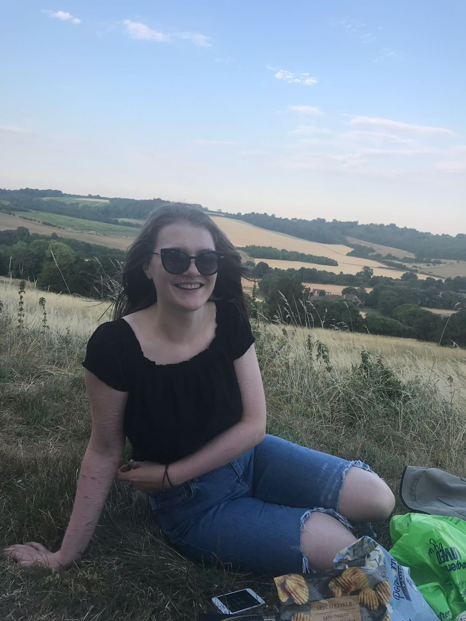 Libby Squire wearing sunglasses