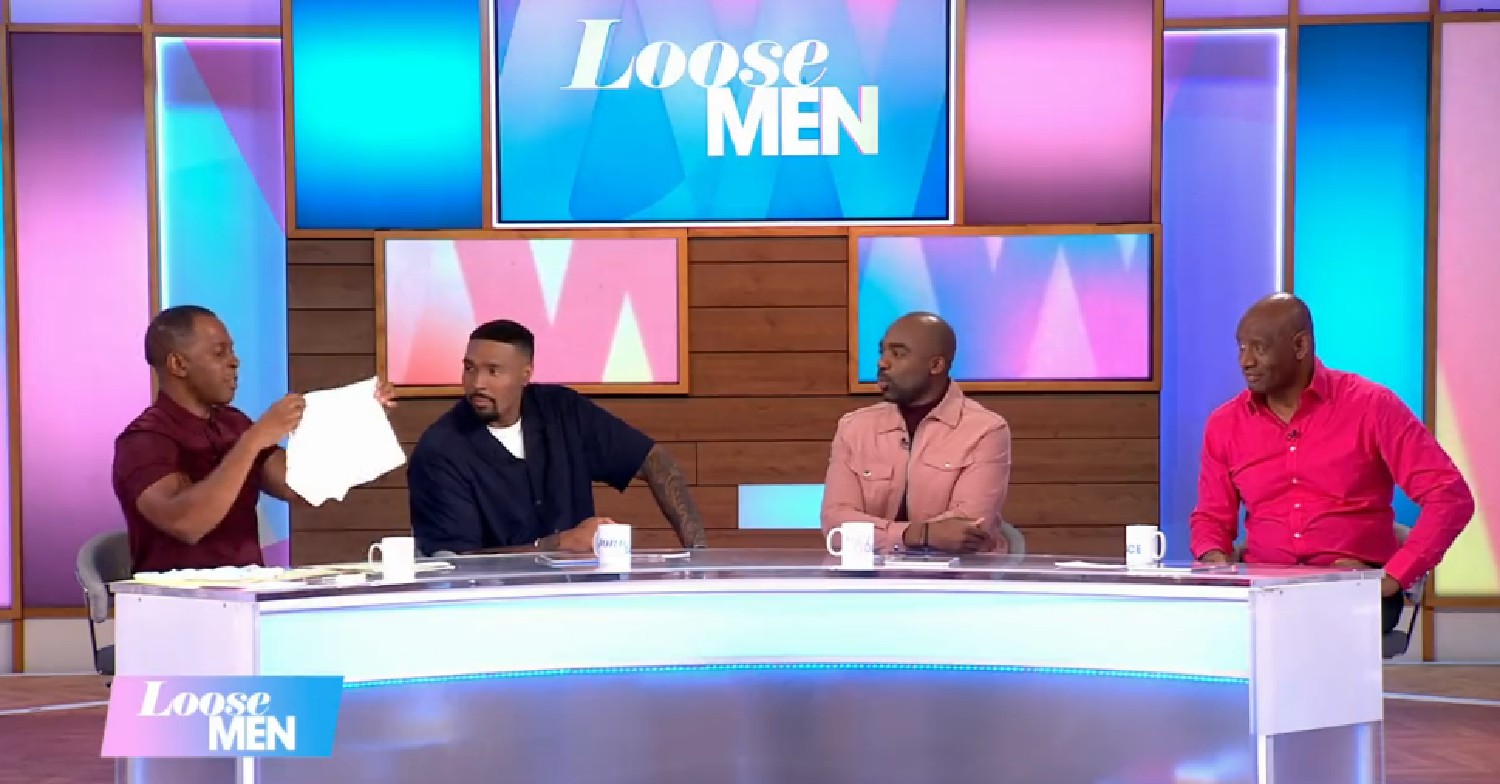The Loose Men talking on the panel on ITV