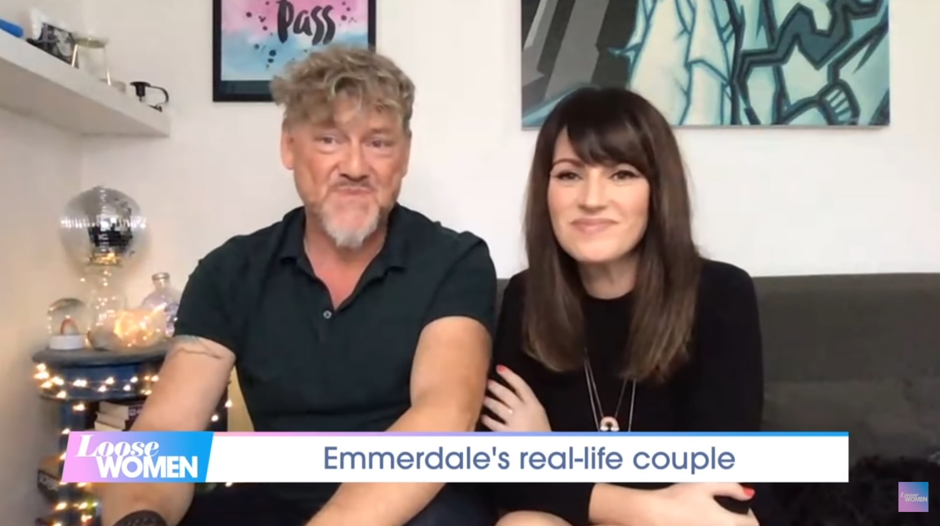Mark Jordon and Laura Norton smile on loose Women from their living room