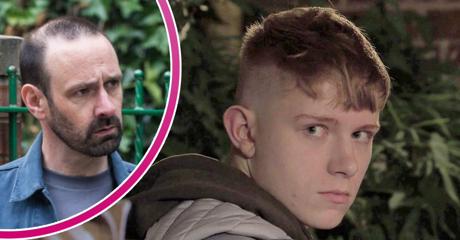 Max looking sad and scared, Griff looking intense