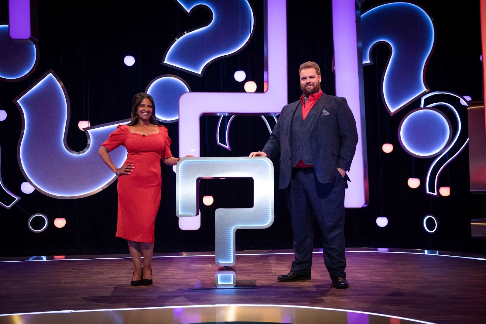 Ranvir Singh and Henry Lewis on set of ITV game show replacing Tenable