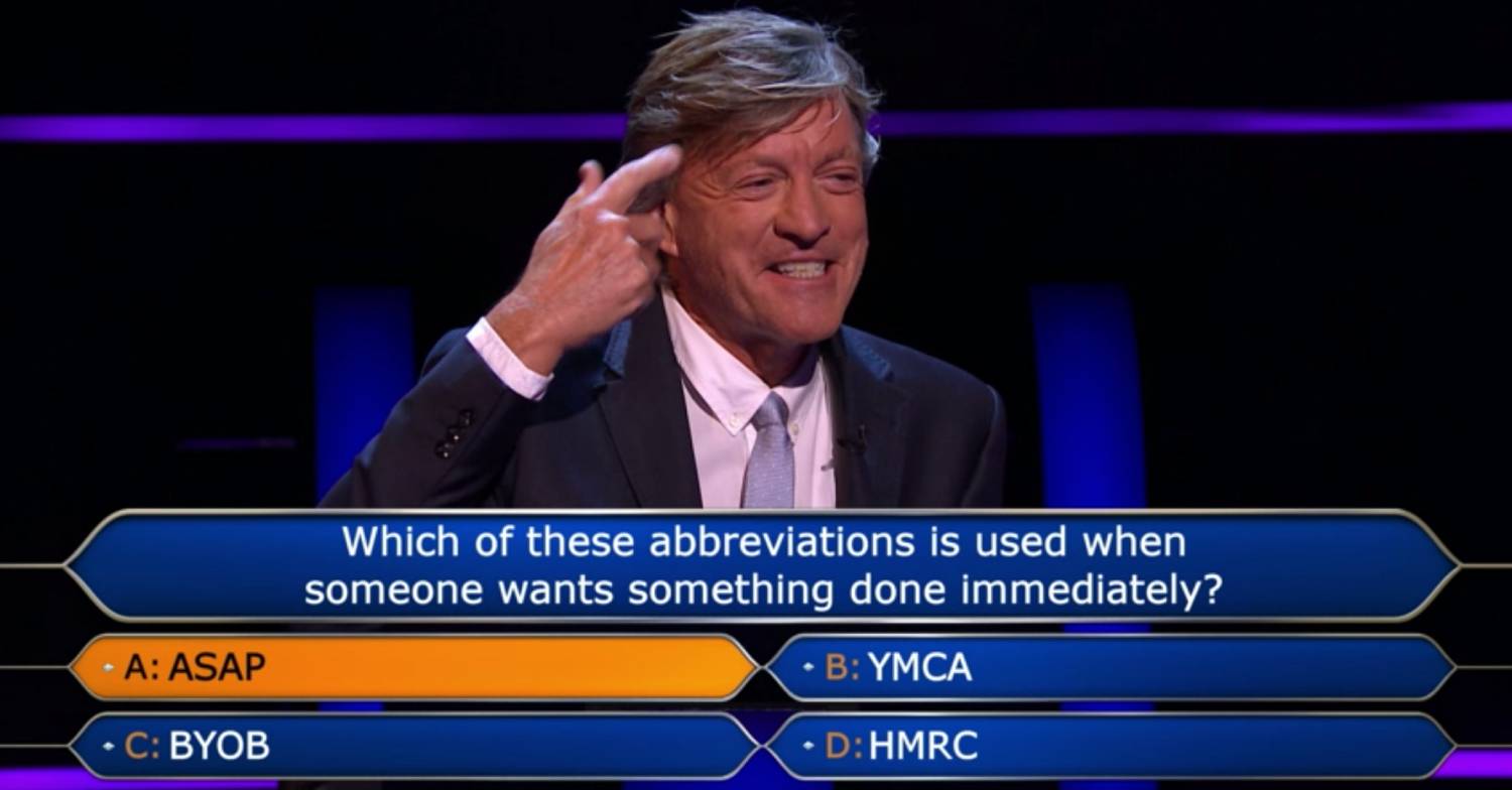 Richard Madeley larks about with Jeremy Clarkson on Who Wants to Be a Millionaire