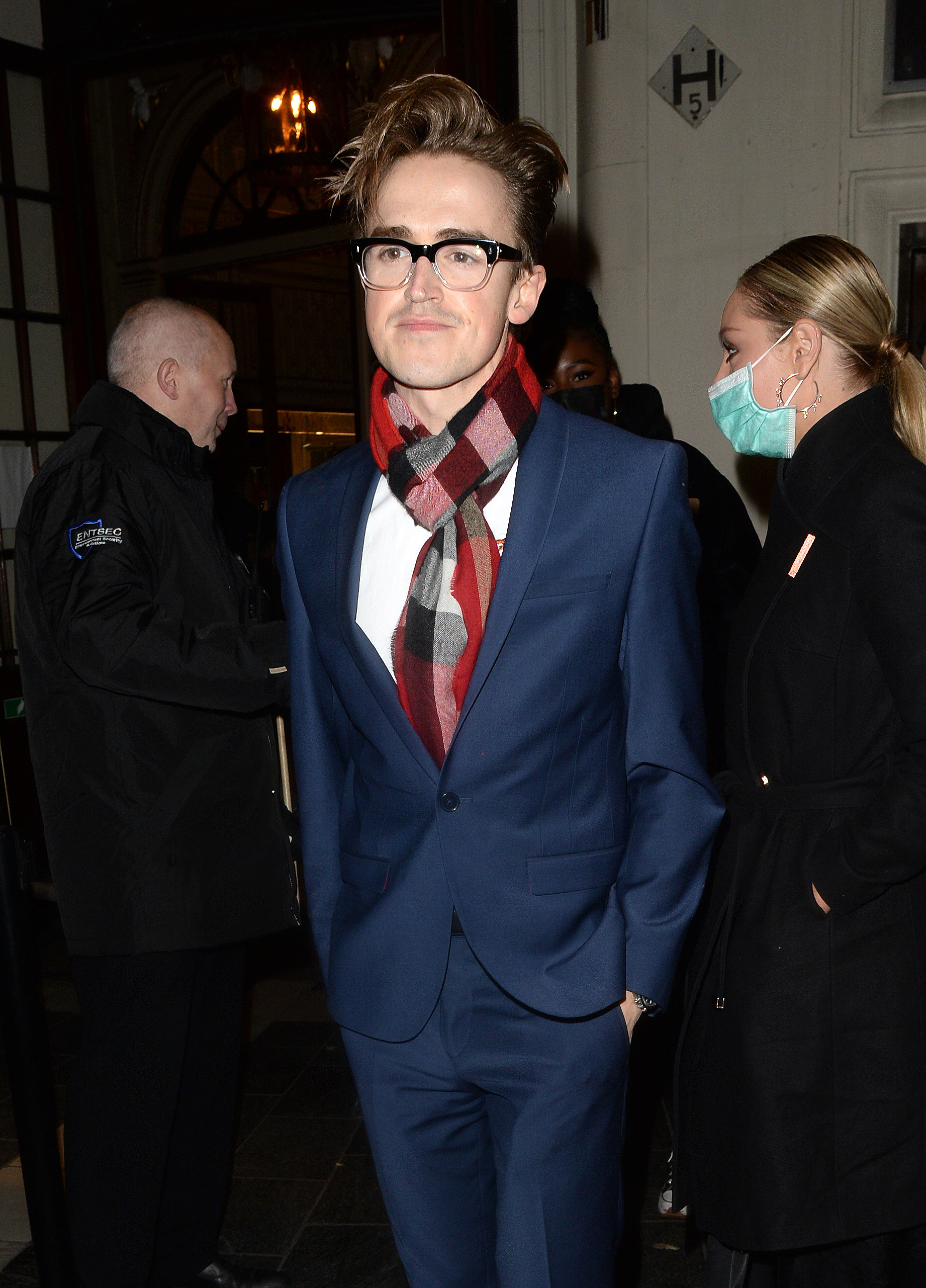 Tom Fletcher wearing glasses on a night out
