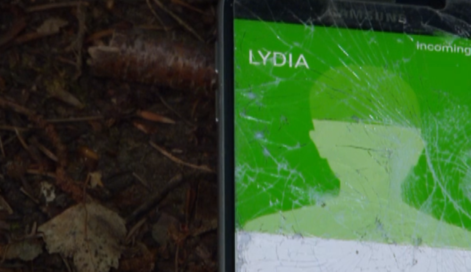 Samson Dingle's phone in the woods in Emmerdale