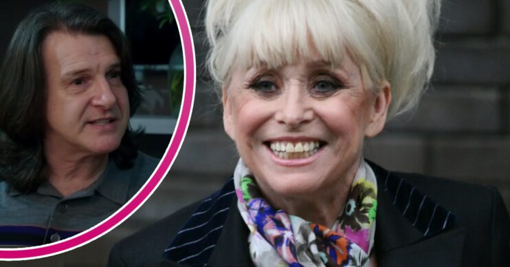 Scott Mitchell makes his point, Barbara Windsor smiles