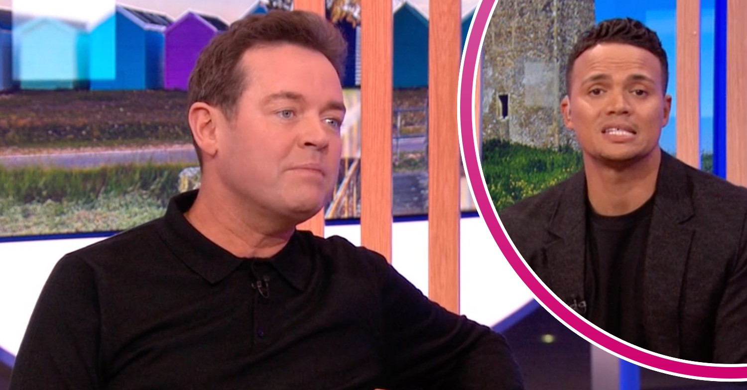 Stephen Mulhern looks unimpressed, Jermaine Jenas speaks to camera on The One Show
