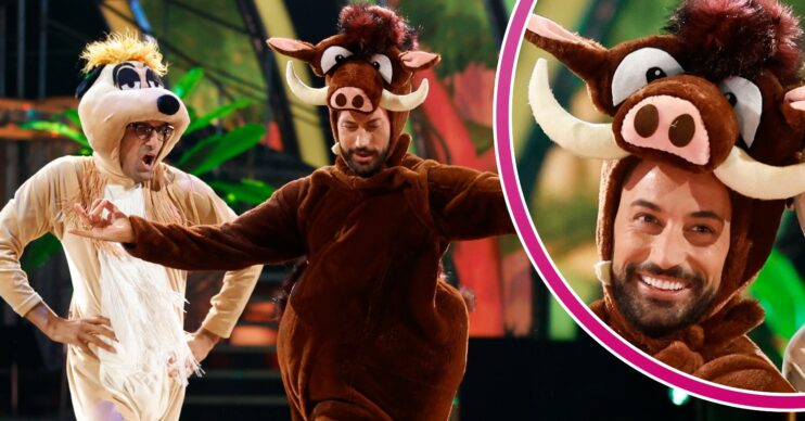 Giovanni Pernice and Richie Anderson as Pumbaa and Timon from the lion King on Strictly