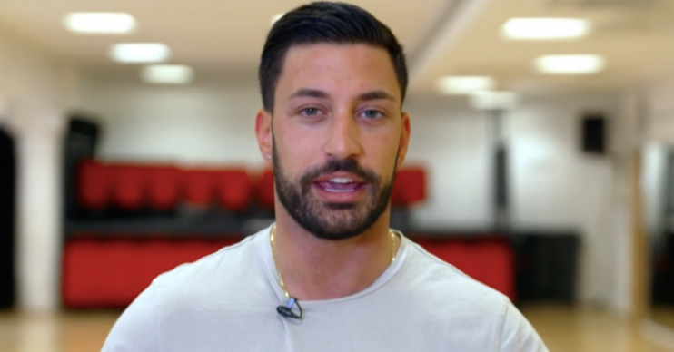 Giovanni Pernice speaking to camera during rehearsals for Strictly