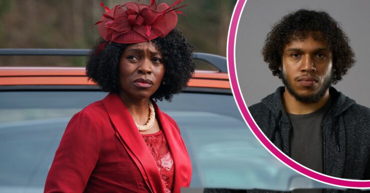 Rakie Ayola in character as Christine with Connor inset