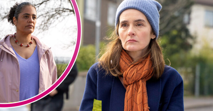 Shirley Henderson as Claudia and to the left Sara Powell as Joanne