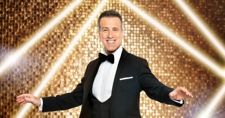 Anton Du Beke in front of glittery background on Strictly