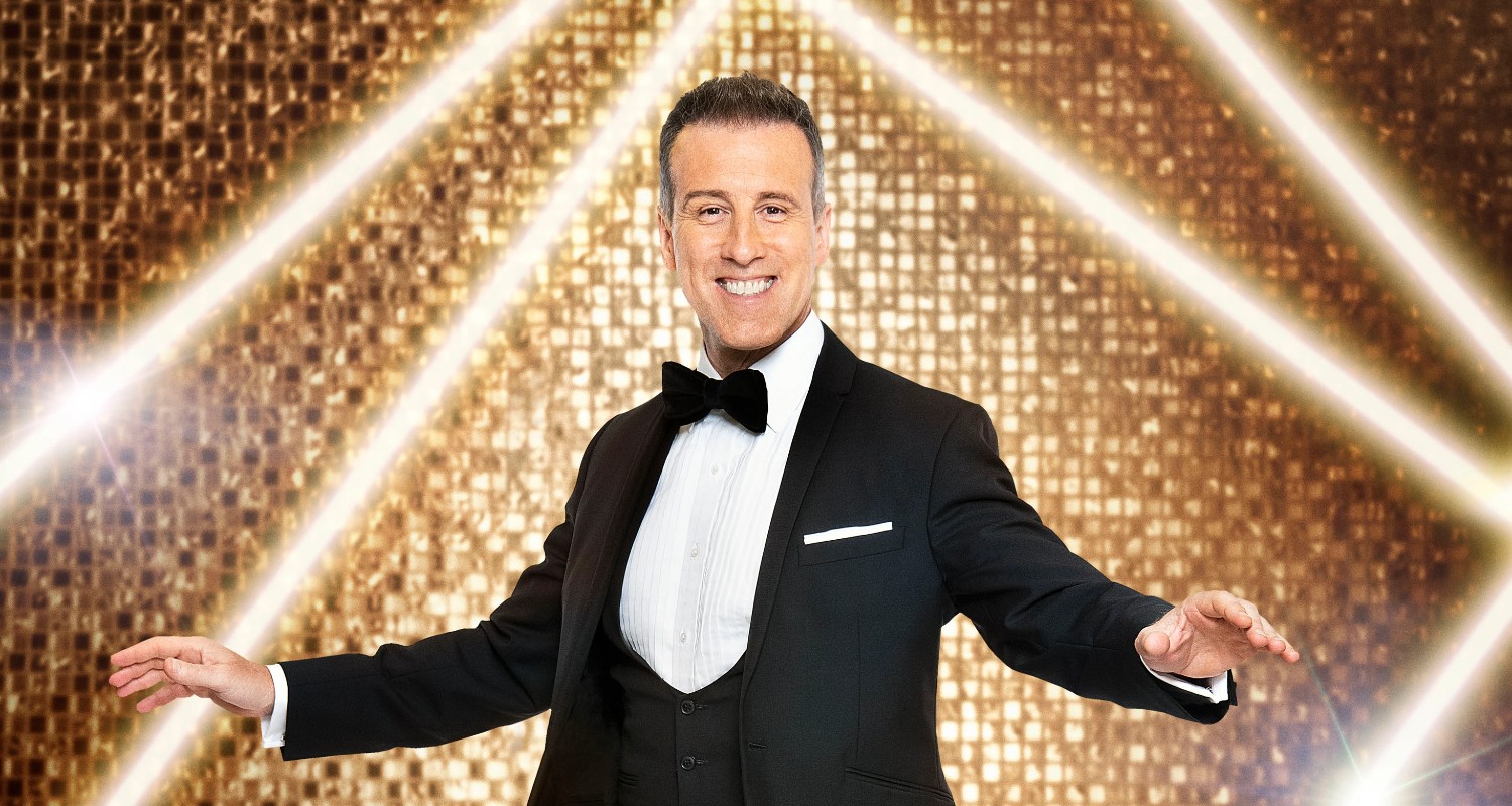Anton Du Beke in front of glittery background on Strictly