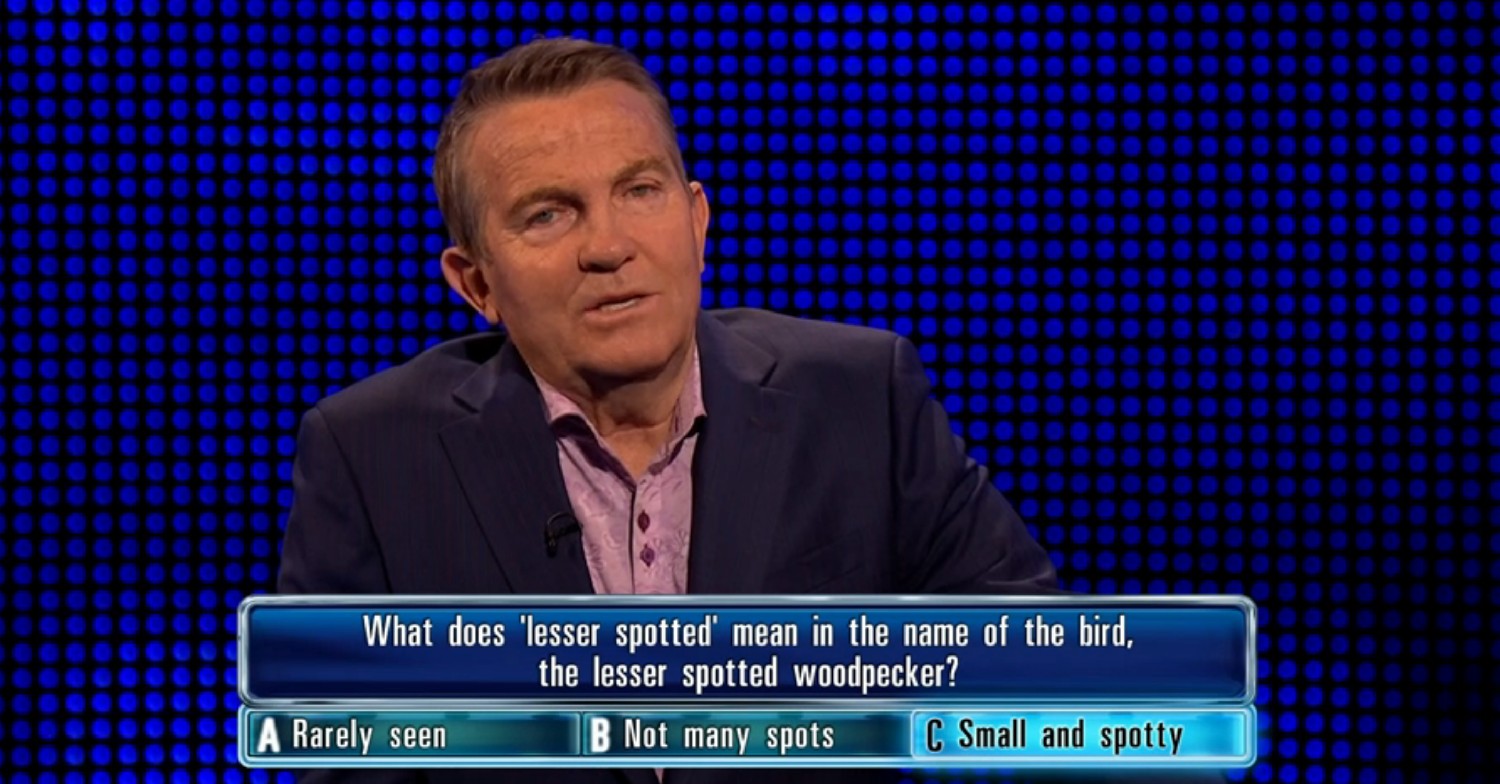 Bradley Walsh reading out a question on The Chase