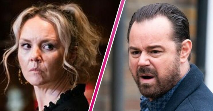 Janine and Mick look serious in EastEnders