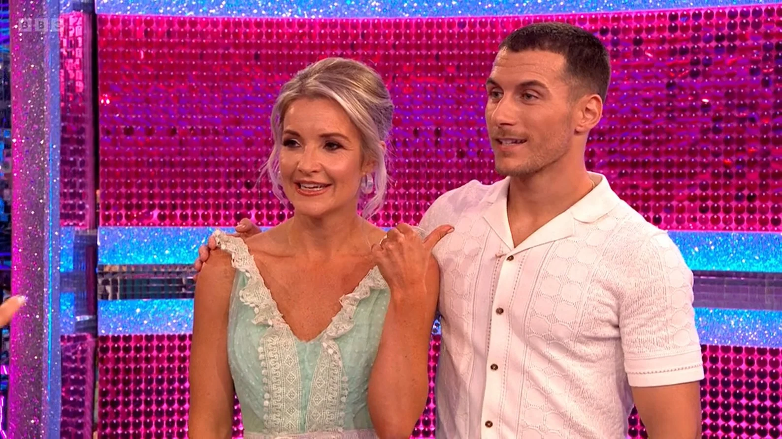 Helen Skelton smiling and Gorka on Strictly