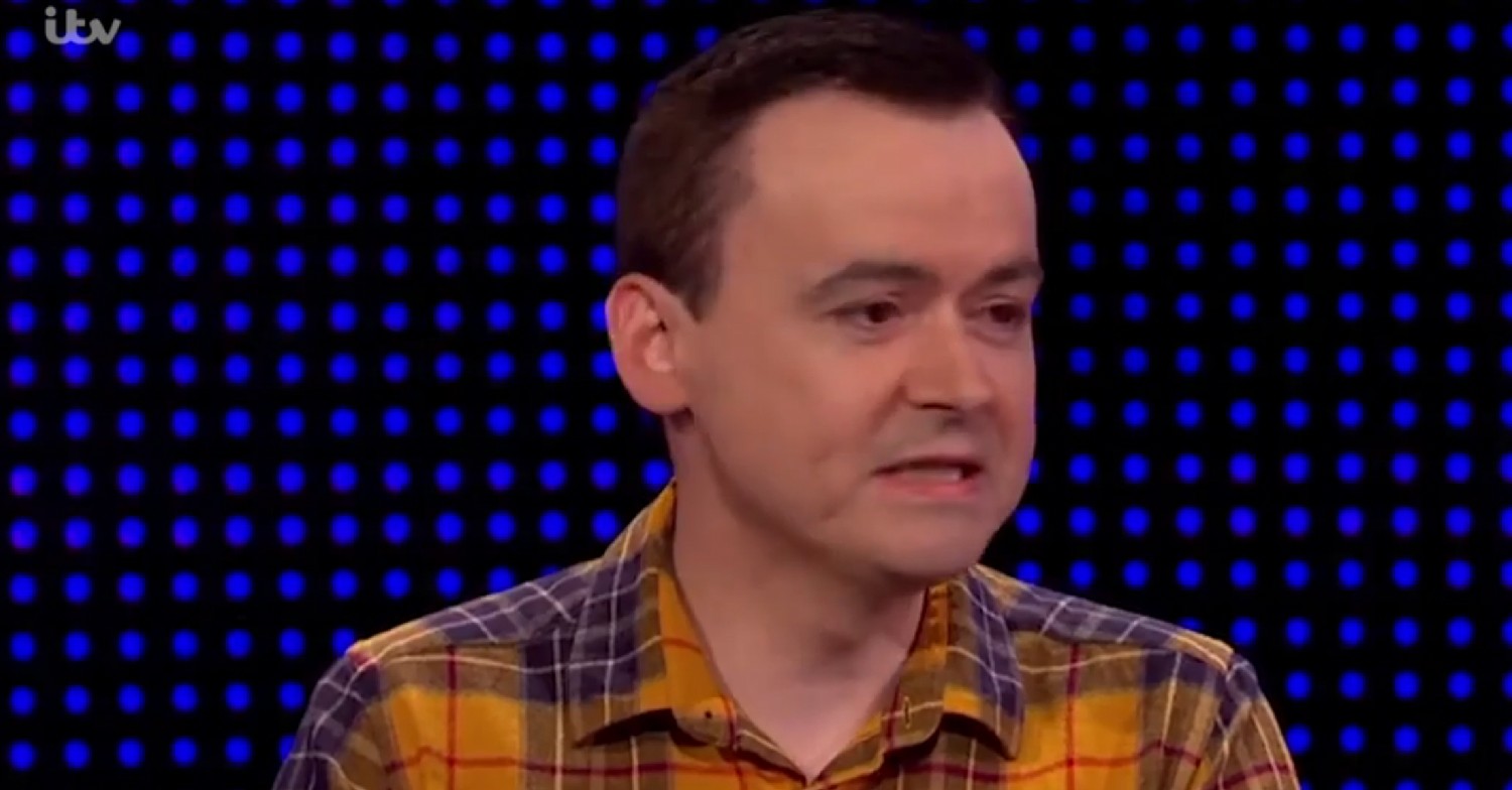 Daniel Hodgin grimacing on The Chase 