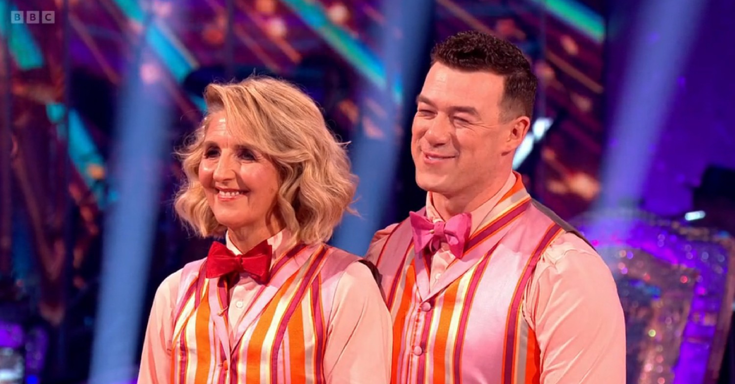 Kaye Adams and Kai Widdrington smiling on Strictly Come Dancing 2022 