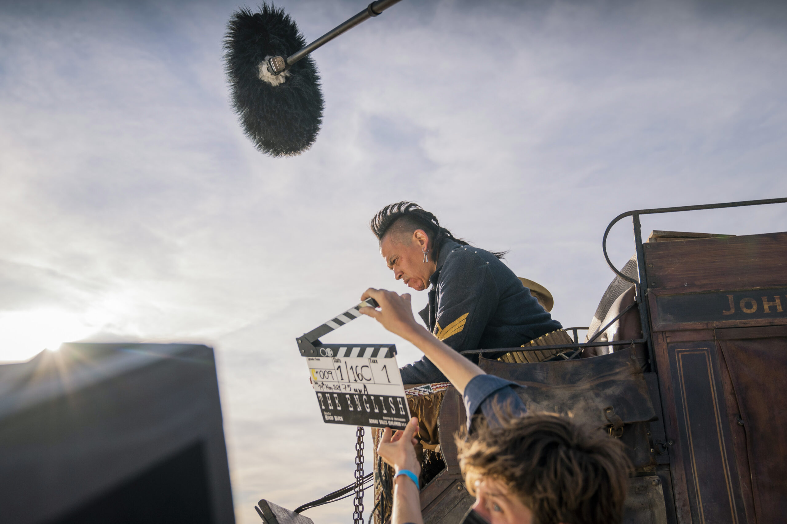 Chaske Spencer faces down filming The English