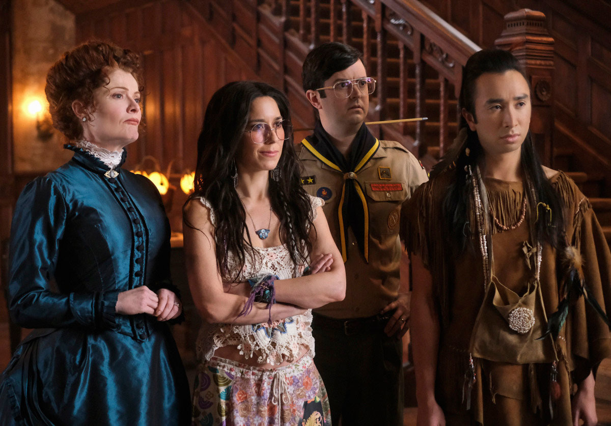 Hetty, Flower, Thor and Sasappis stand together in Ghosts US