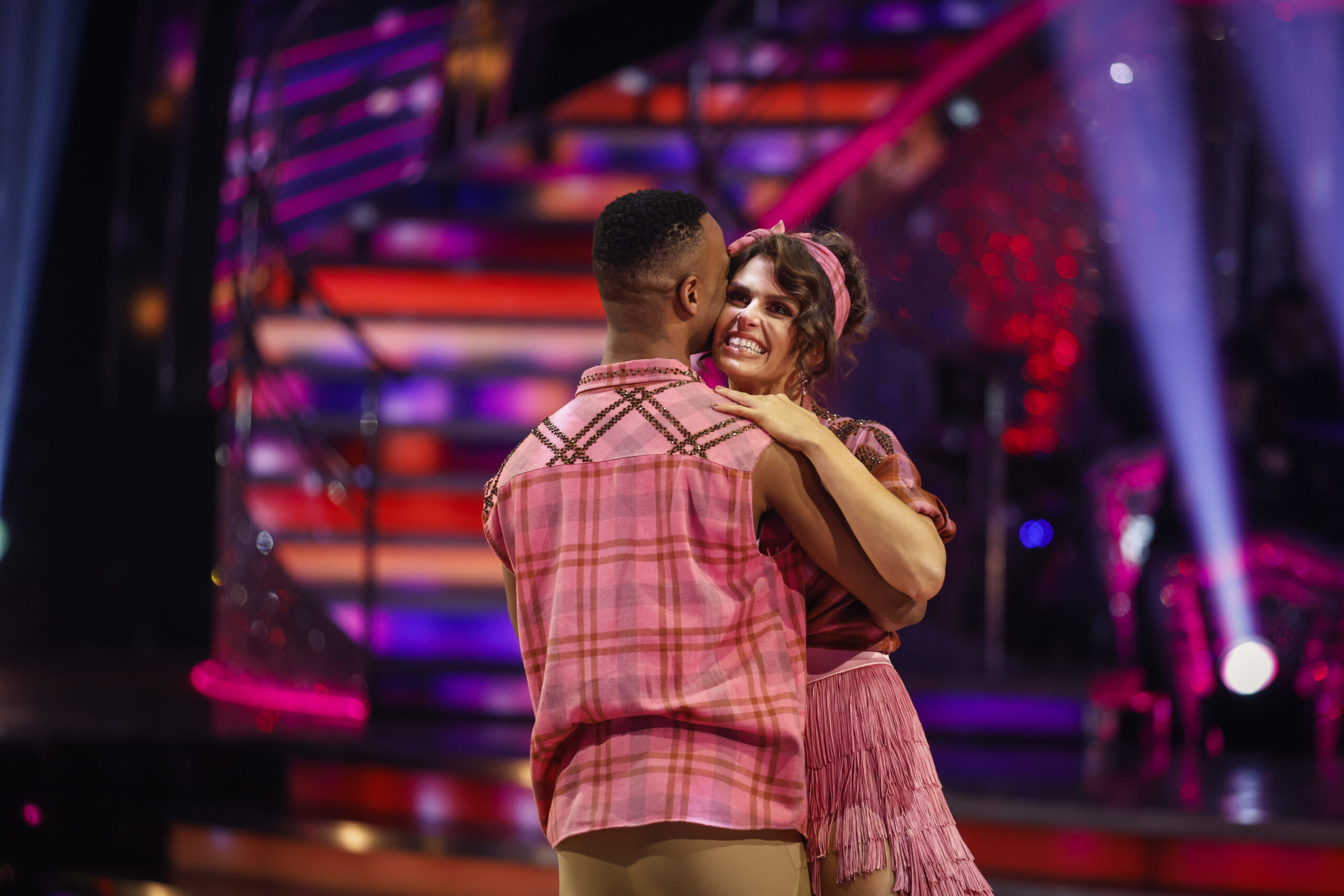 Ellie Taylor hugs Johannes Radebe on the Strictly results show after being eliminated