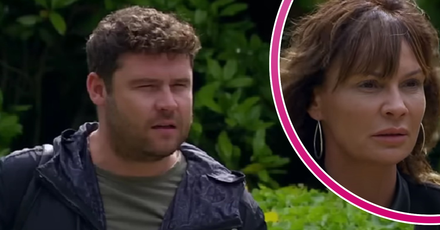 Aaron and Chas looking upset in Emmerdale