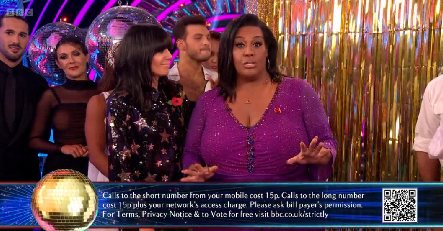 Alison Hammond speaking to Strictly viewers alongside Claudia and stars