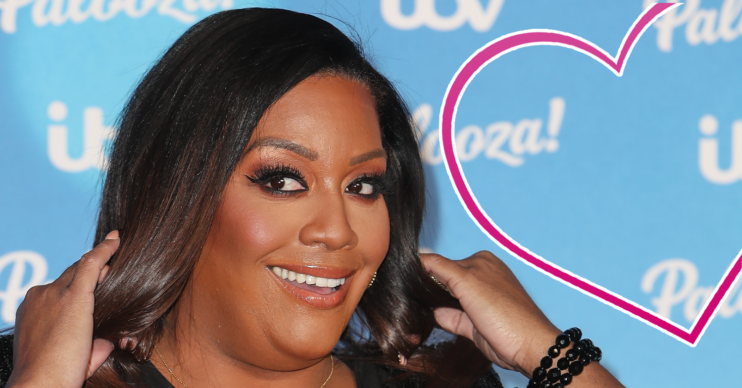 Alison Hammond smiling with a pink heart imposed next to her