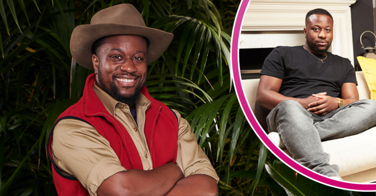 I'm A Celebrity star Babatunde Aleshe in his jungle clothes and with Mo Gilligan