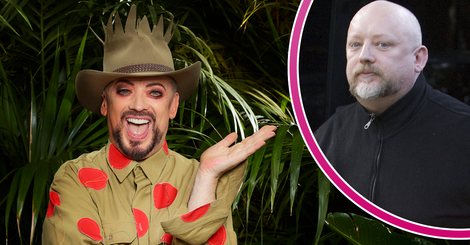 Boy George in his jungle outfit and bald