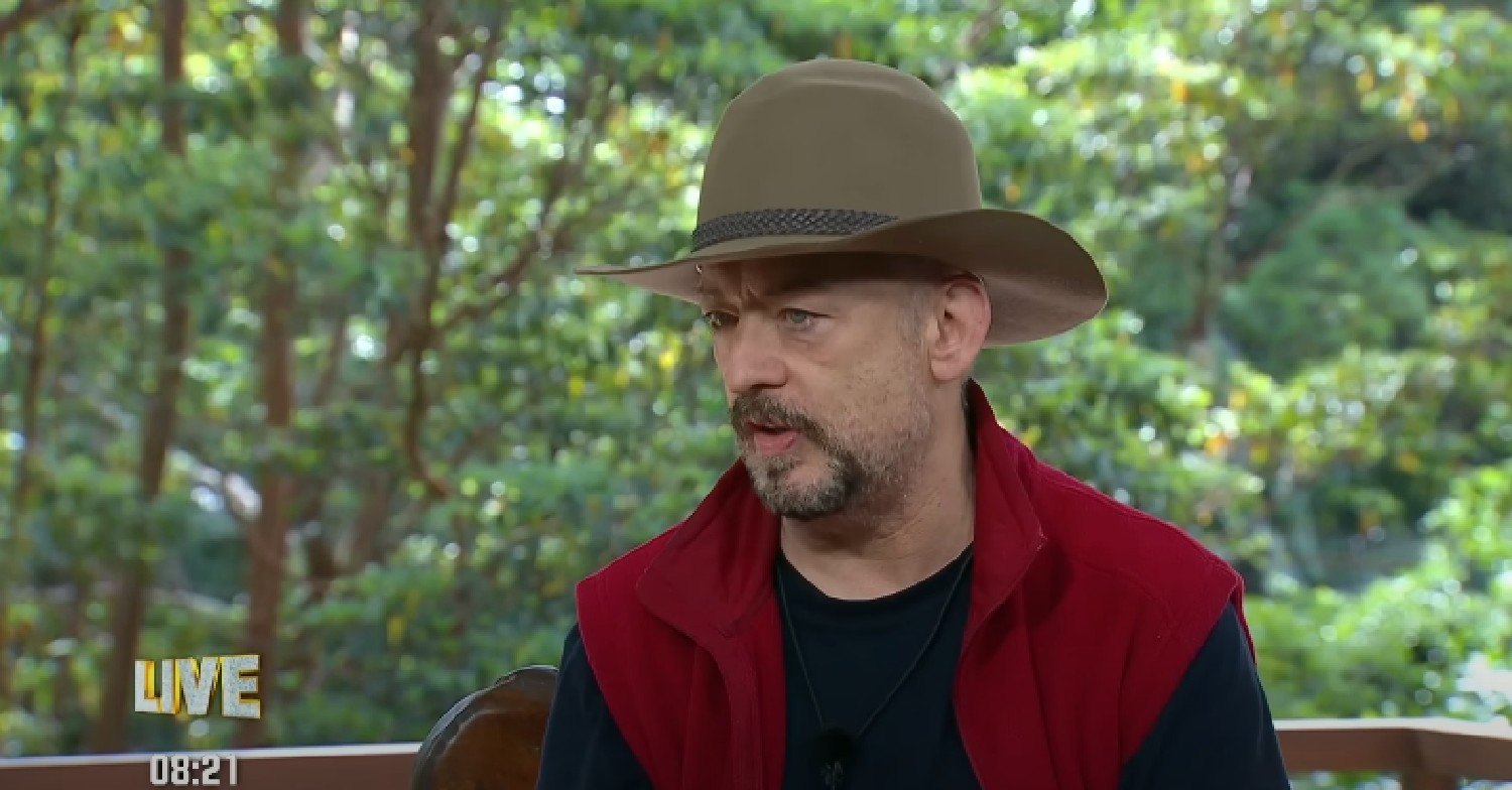 Boy George speaking during I'm A Celebrity exit interview