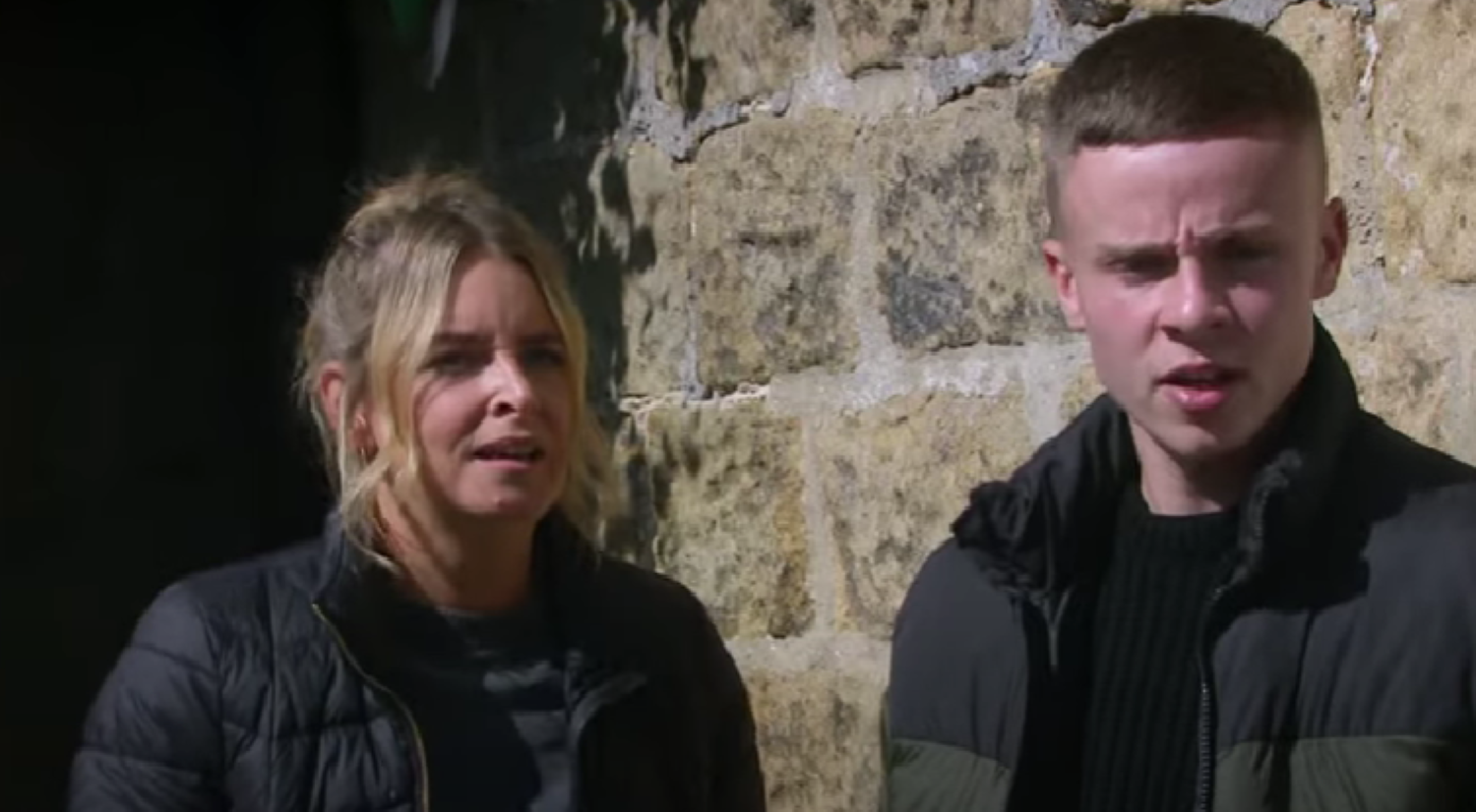 Charity and Samson looking angry in Emmerdale