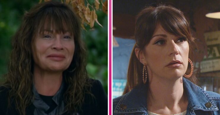 Chas crying and Kerry looking upset in Emmerdale