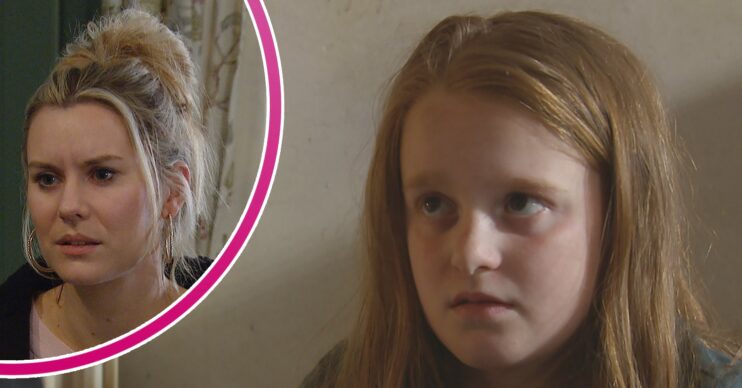 Dawn looking worried and Clemmie looking upset in Emmerdale