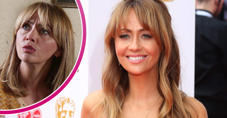 Coronation Street's Samia smiling on the red carpet, and in a bubble, Maria