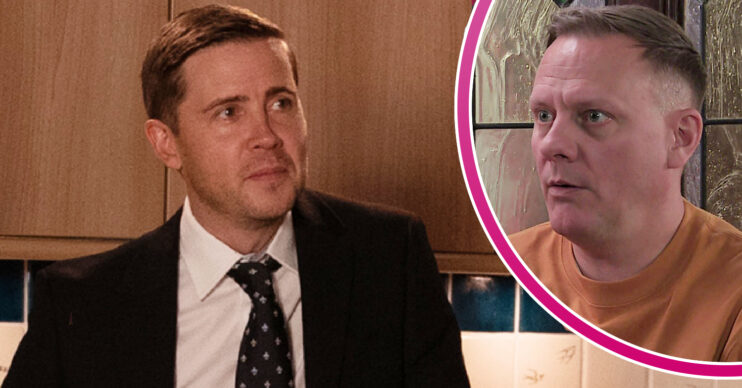 Todd is looking shifty, and in a bubble, Sean is looking shocked in Coronation Street