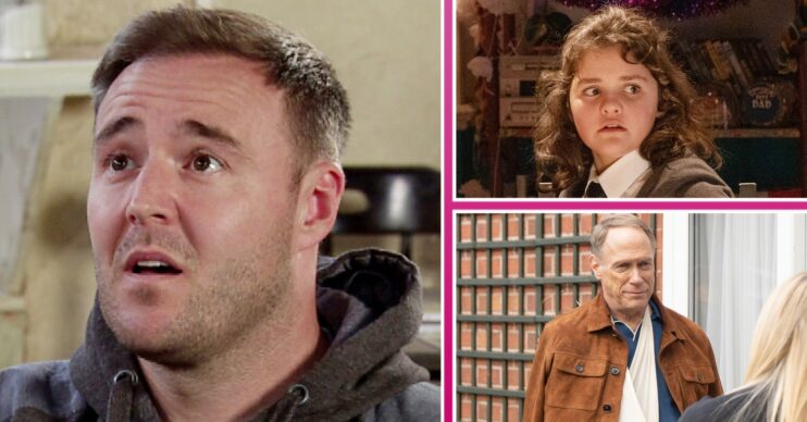 Tyrone looking worried, Hope looking scared and Stephen looking concerned in Coronation Street