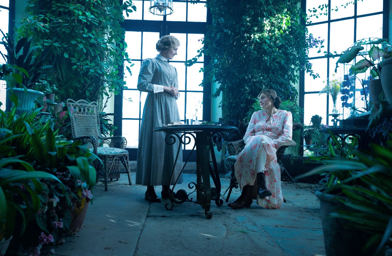 Mrs Bolton looks down at Connie in Lady Chatterley's Lover