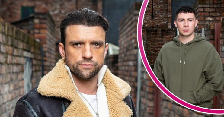 Damon and Jacob looking serious in Coronation Street
