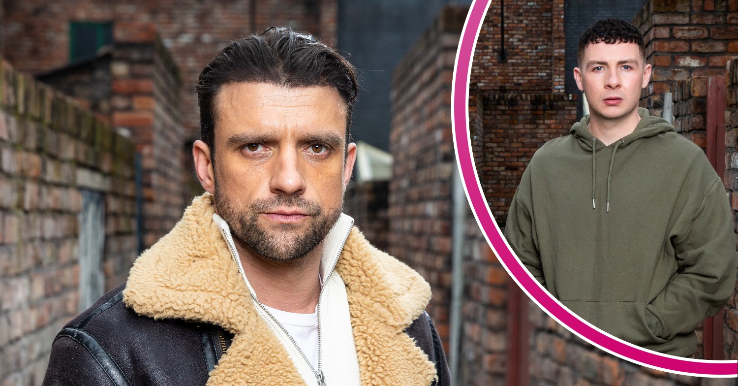 Damon and Jacob looking serious in Coronation Street