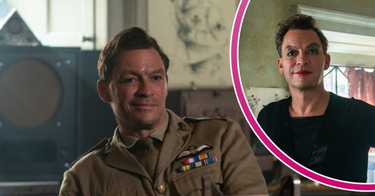 Dominic West smiling and wearing makeup in SAS Rogue Heroes