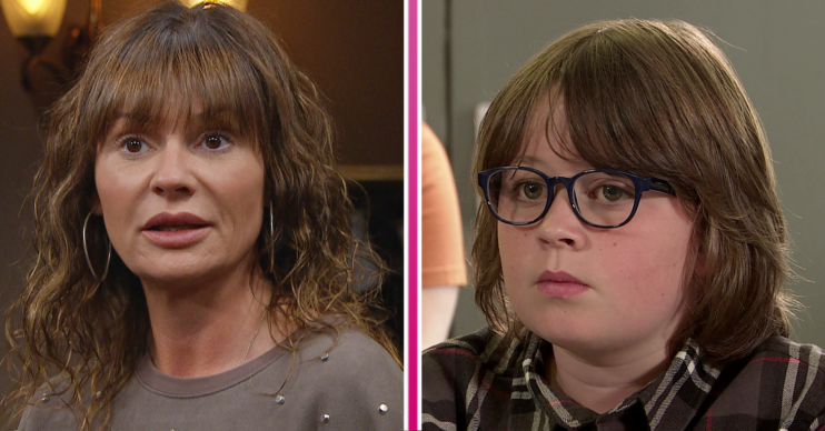 Chas looking worried in Emmerdale and Sam in Coronation Street looking sad