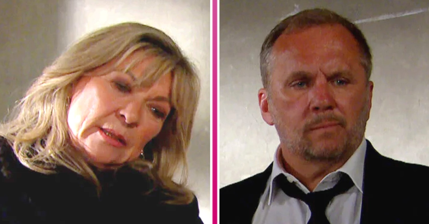 Emmerdale's Kim and will look at beaten Alex