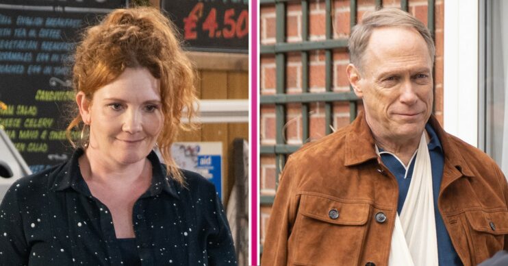 Fiz and Stephen smiling in Coronation Street