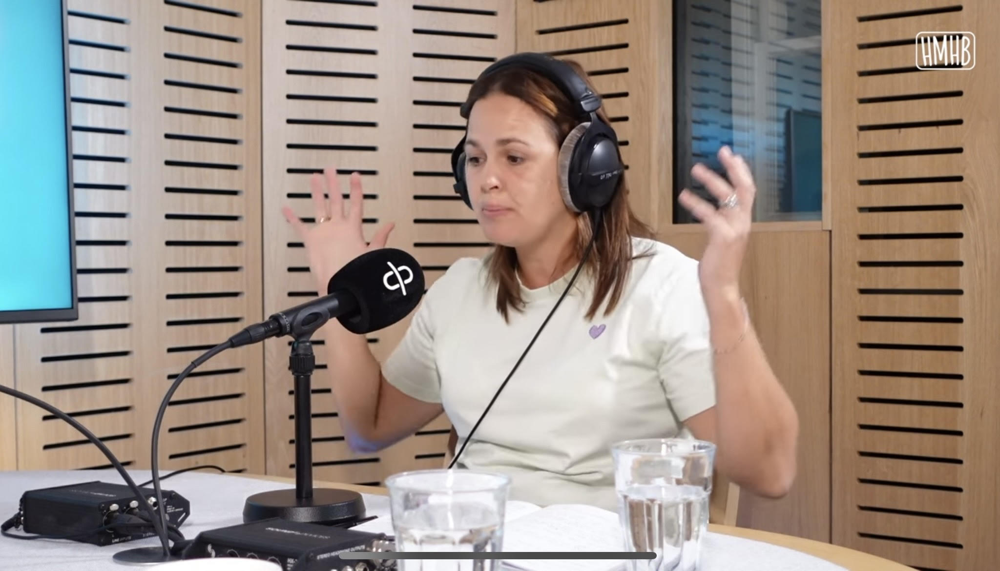 Giovanna Fletcher talking on her podcast