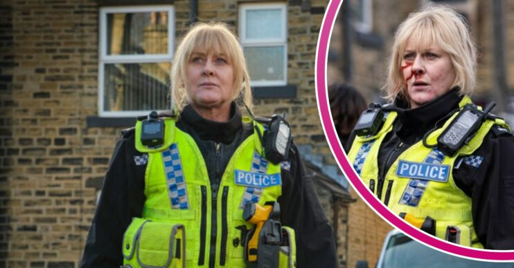Sarah Lancashire with blood on her face in Happy Valley