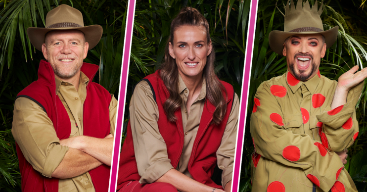 Mike, Jill and George from I'm A Celebrity in their jungle outfits